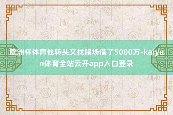 欧洲杯体育他转头又找赌场借了5000万-kaiyun体育全站云开app入口登录